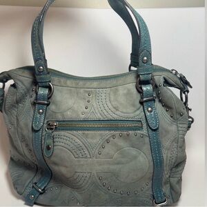 Coach Embossed Studded Metallic Leather Satchel #15276 Y2K Fashion